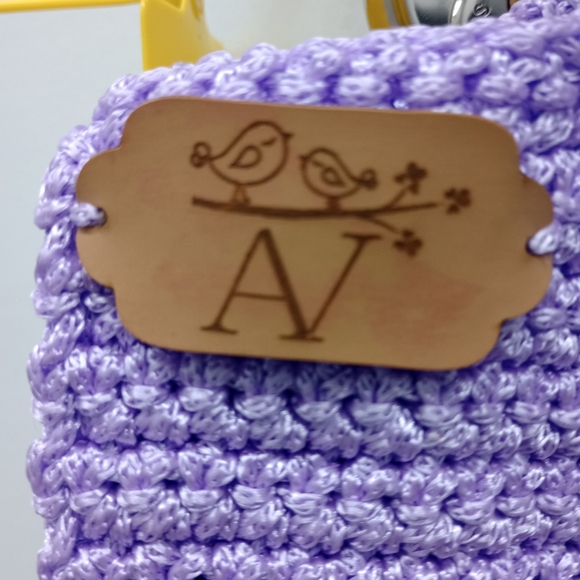Lavender Knit Handbag with Wooden Handles - Picture 9 of 12